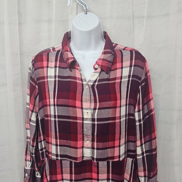 Express Flannel Tunic Plaid Purple Casual Punk Grunge L - Picture 2 of 10